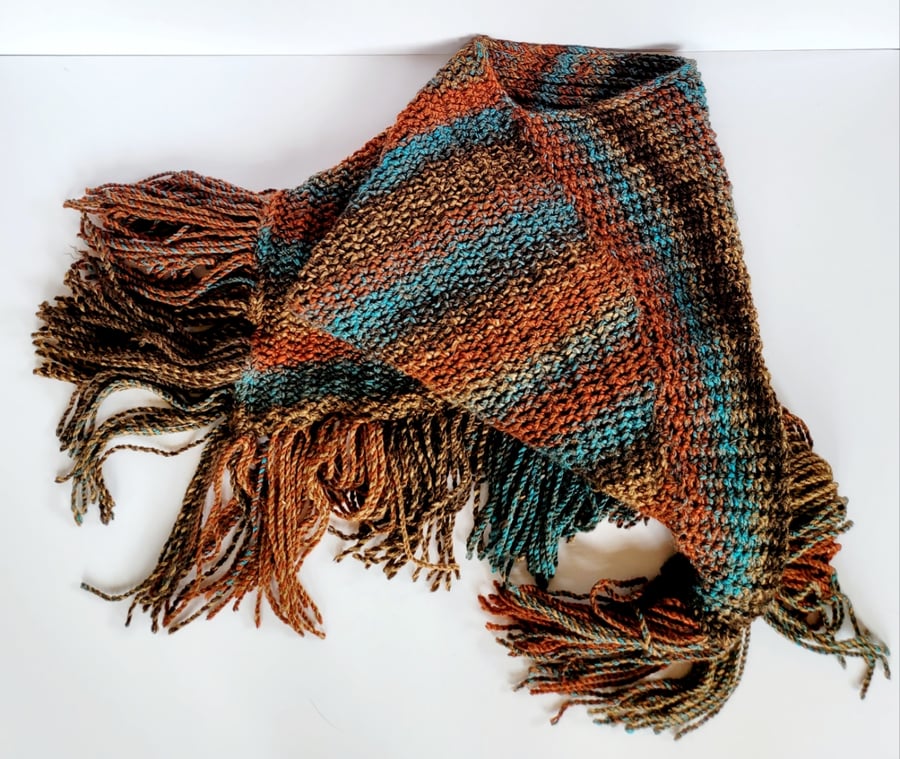 Brown and Blue Striped Poncho