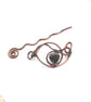 Handcrafted Antique Copper Wire Wrapped Brooch, Heart Gemstone Sweater Pin, Celt - Image 3