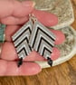 Black grey and silver beadwork diamond earrings  - Image 5