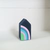 Miniature Wooden House, Rainbow House, Little House Ornament, Housewarming Gift