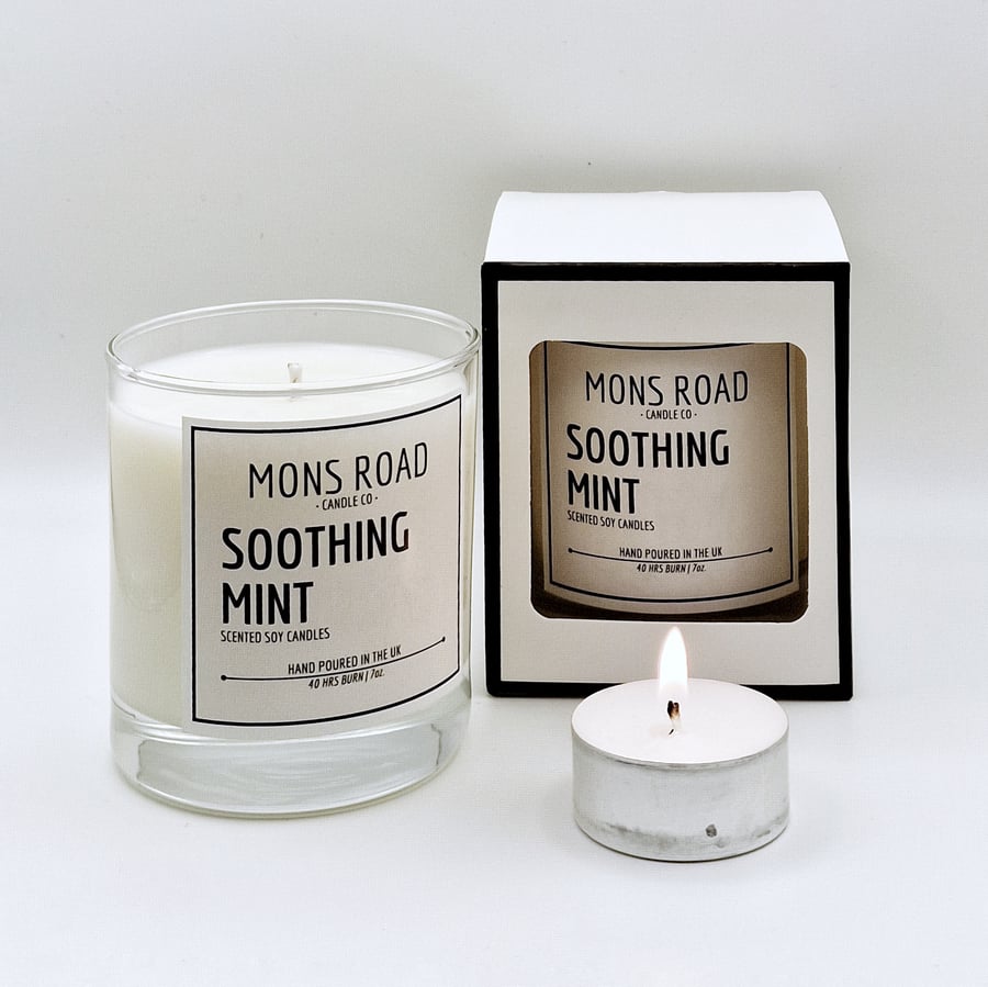MonsRoad - Soy Wax Soothing Mint Scented Container Candle