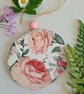 Pink rose wood slice hanging decoration home decor