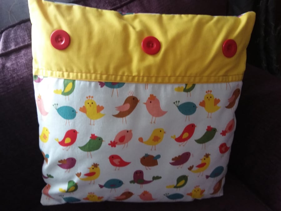 Nursery Cushion Hand Made Bright Happy Chick 