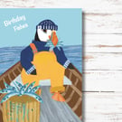 Birthday Card Puffin Cute Yorkshire puffins 