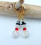 Snowman Gemstone & Gold Plate Earrings, Christmas Jewellery, Stocking Fillers - Image 2