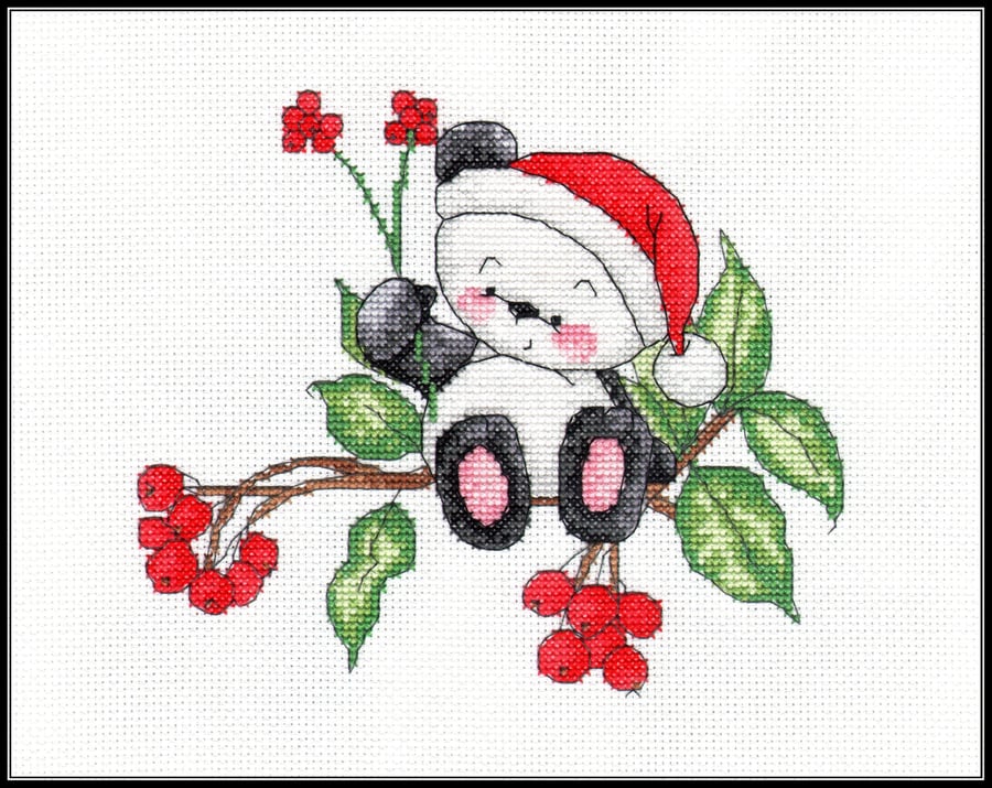 Party Paws Bamboo's holly cross stitch kit