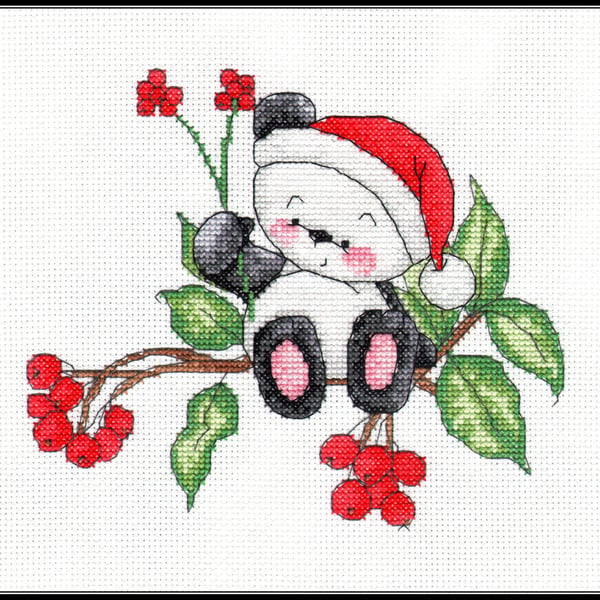 Party Paws Bamboo's holly cross stitch kit