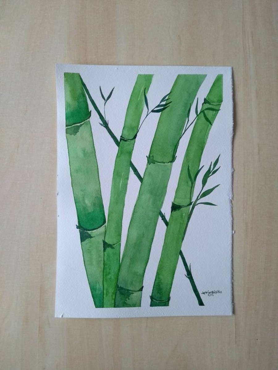 Original Watercolour Painting Bamboo A4 