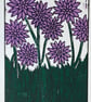 Dahlia Flower Garden, Lino Print 'Perfectly Imperfect'