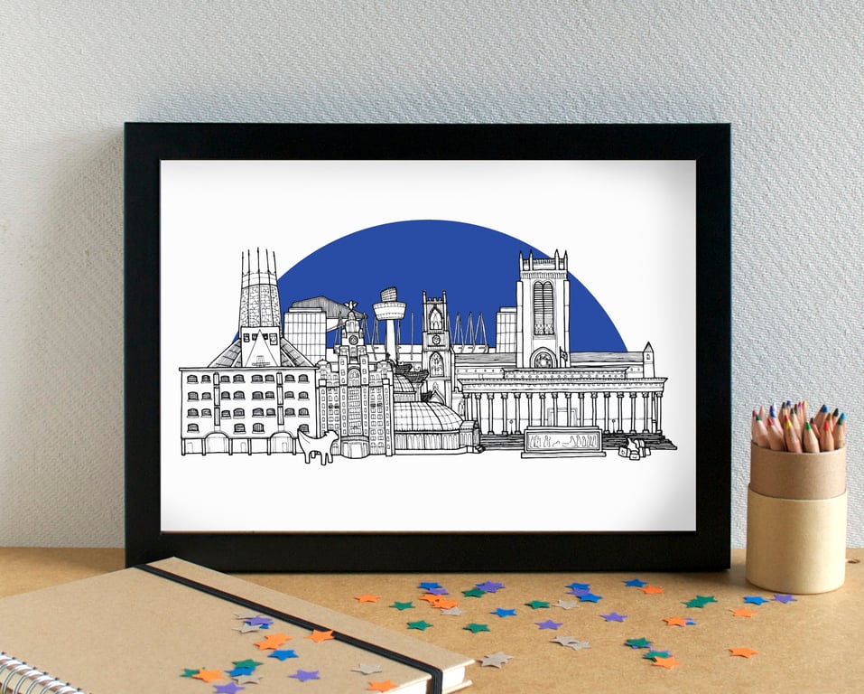 Liverpool Skyline Print - featuring Everton Football Club's Goodison Park