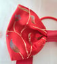 Red oriental satin and ribbon hair bow - Image 3