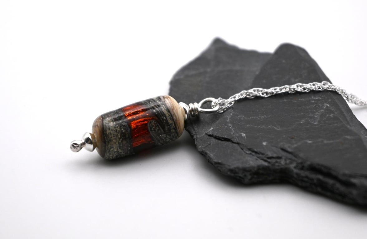 lampwork glass sparkle pendant necklace