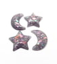 12 Handmade Celestial Charms in Purple, Blue & Pink - Image 5