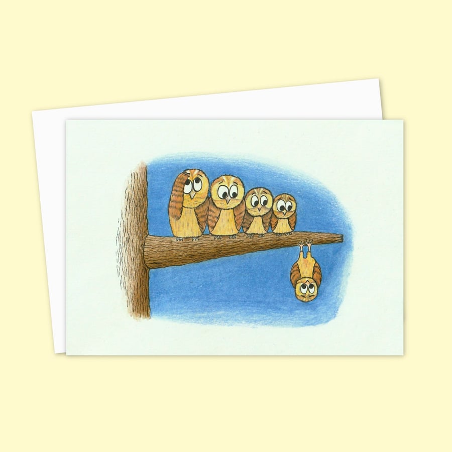 Night Owls Greetings Card: Illustrated Birthday Card for an Animal Lover (206)