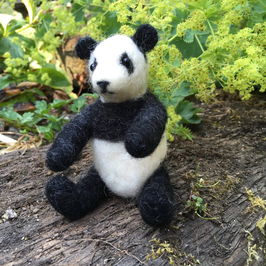 Needle felted collectable panda teddy bear