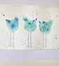 Three Leggy Birds watercolour painting. Size A4 includes mount. - Image 4