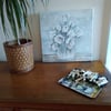 White and pink tulips in glass vase original watercolour on canvas