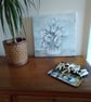 White and pink tulips in glass vase original watercolour on canvas