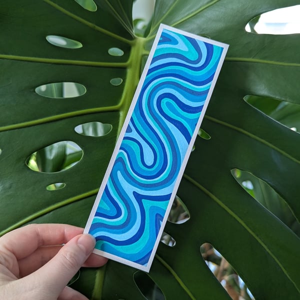 Handmade Blue Swirl Bookmark
