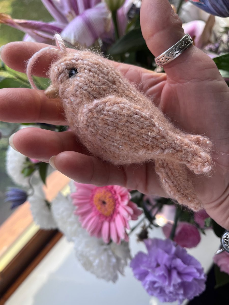 Canary hand knit tree decoration 