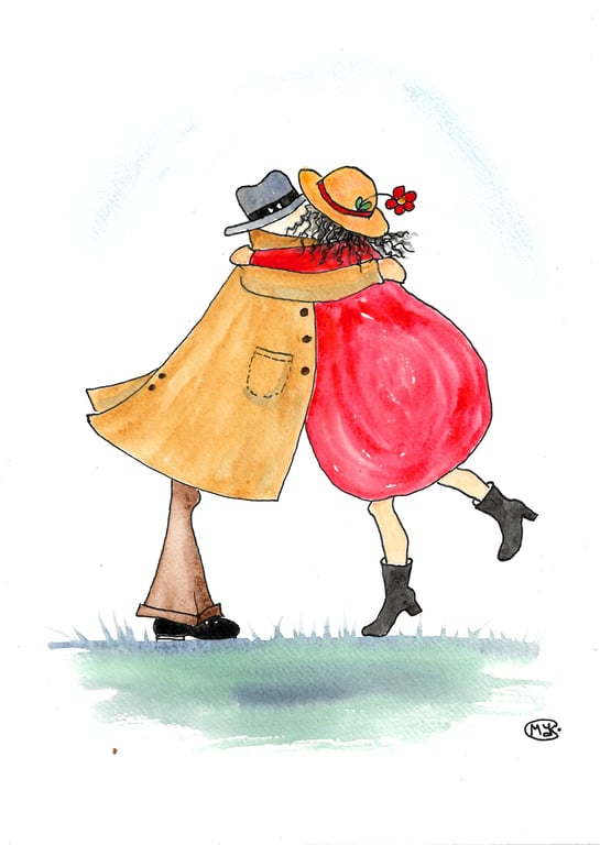 Hugs and Kisses for my Valentine. Print or Original painting