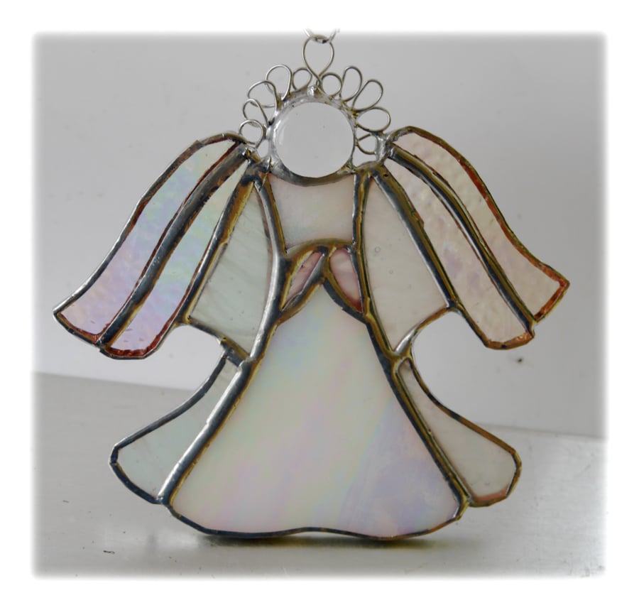 Angel Suncatcher Stained Glass White Shiny 021