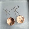  HANDBEATEN COPPER EARRINGS WITH FINE SILVER BOBBLES - DANGLY