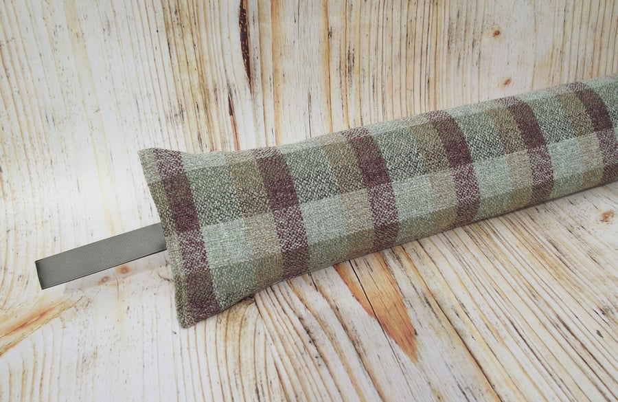 Draught Excluder I Burgundy Tweedy Check fabric I heavyweight