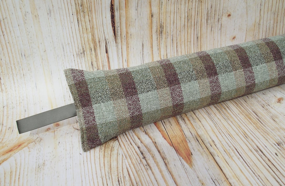 Draught Excluder I Burgundy Tweedy Check fabric I heavyweight