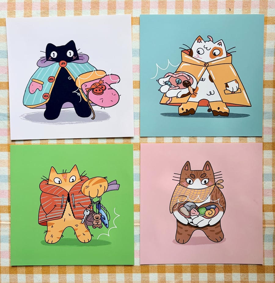Cat Collectors Square Prints