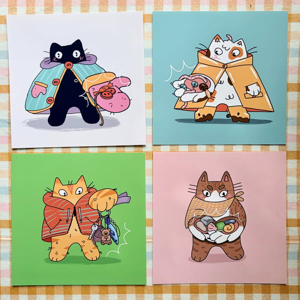Cat Collectors Square Prints