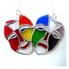 Comedy Tragedy Mask Stained Glass Suncatcher Rainbow handmade 