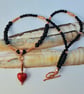 Murano Glass Heart, Onyx & Copper Necklace, Birthday, Anniversary, Gifts For Her - Image 3