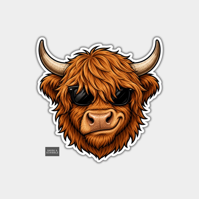 Funny Vinyl Die Cut Sticker For Adults - Cow Face With Sunglasses