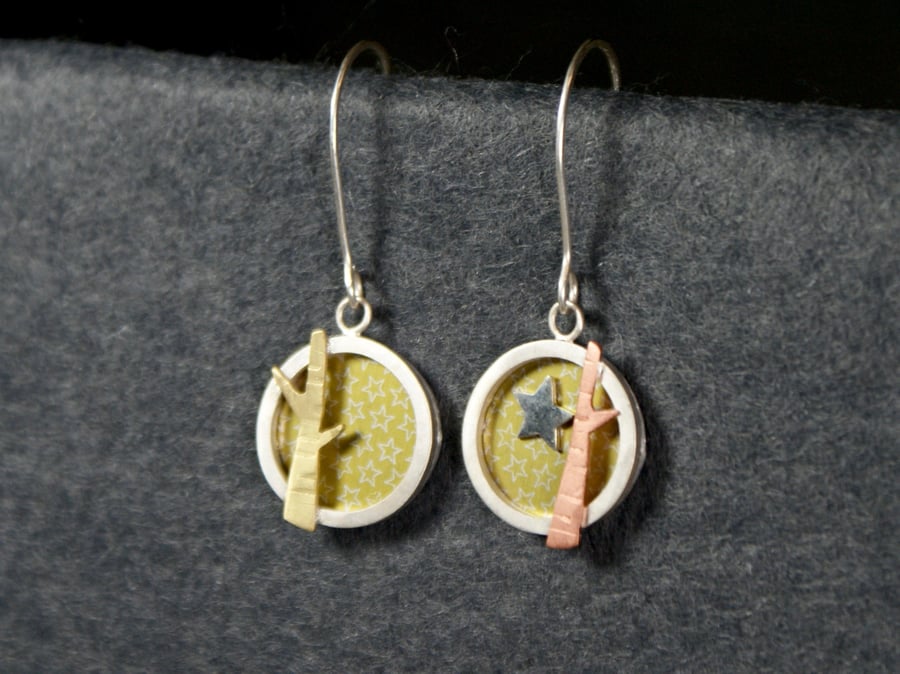  Starry tree mismatched earrings
