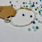 White Seed Bead Shell Bracelet