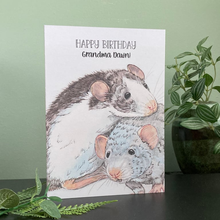 Rats Card. Blank or personalised for any occasion. Rat birthday card.