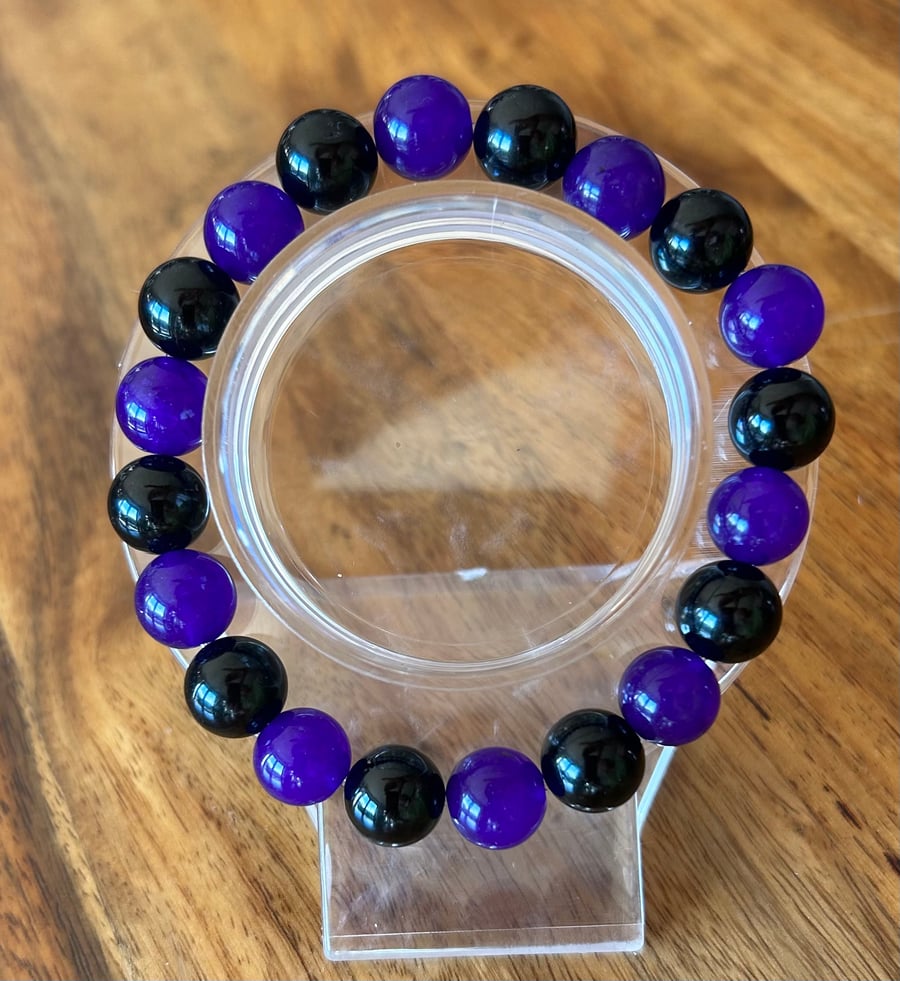 Black Tourmaline & Alexandrite Crystal Bracelet 