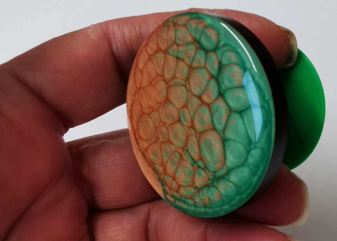 Hand painted phone grip Green and Peach