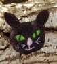 Black cat, Needle felt  brooch -  jewellery wool badge wool art  - Image 1