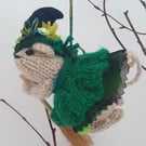 Hand Knitted Mini Witch Mouse- Emerald