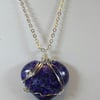 Handcrafted Wire Wrapped Lapis Heart Gemstone Pendant Necklace,Christmas Gift 
