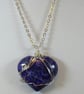 Handcrafted Wire Wrapped Lapis Heart Gemstone Pendant Necklace,Christmas Gift 