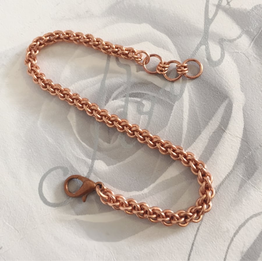 Dainty Copper Chainmaille Bracelet, 7th Anniversary Gift, Gift for Women, 