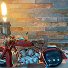 Up Cycled repro Indian Motorbike tin model into table lamp 