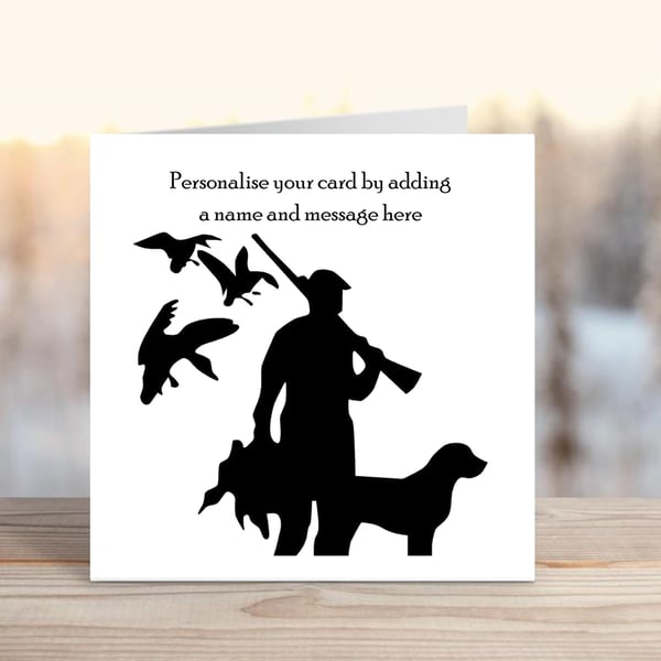 Personalised Black and White Hunting & Shooting Card 