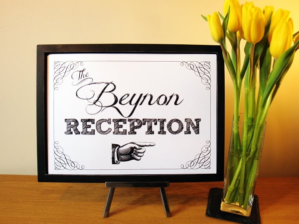 Wedding Reception Sign - A4 White Wedding Sign - Personalised
