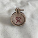 Heart mini embroidery hoop badge