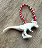 White Pachycephalosaurus Dinosaur Ornament - Upcycled Toy