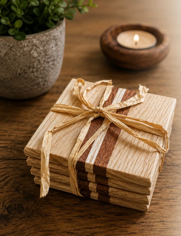 Handmade set of wooden coaster , Ash, Sapele & Maple